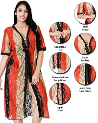 Fihana Women Floral Kimono Robe Nightwear for Women with Lace Design Lingerie Babydoll V Neck Long Gown Small to Plus Size.-thumb1