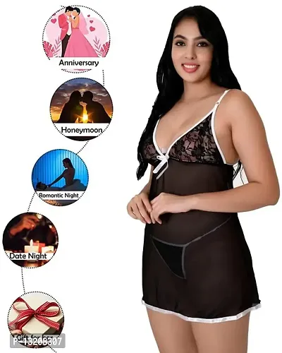 Fihana babydolls lingerie for honeymoon/Honeymoon Babydoll Dress/Women's Babydoll Nightwear/Babydoll Lace Sleepwear-thumb4