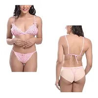 Fihana Babydoll Lingerie Bikini Set, Non-Padded Bra & Panty for Couples Honeymoon, First Night, Anniversary for Women Small to 3XL Pink-thumb4