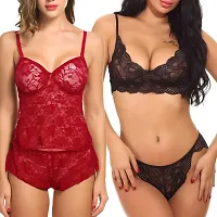 Fihana lingerie baby doll women | women lingerie for honeymoon | bra and panties set for women | lingerie set for girls fancy latest new | Combo set 2.-thumb1