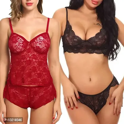 Fihana lingerie baby doll women | women lingerie for honeymoon | bra and panties set for women | lingerie set for girls fancy latest new | Combo set 2.-thumb2