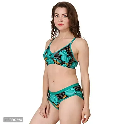 Fihana Comfortable Cotton Non Padded Women`s Bra and Panty Lingerie Innerwear Combo Set for Honeymoon Small to 3XL Green-thumb3