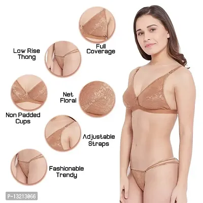 Roli Poli | Bra Panty Set for Women | Sexy Lingerie Set for Women | Undergarments for Women Bra Panty | Innerwear for Women | Non Padded Bra for Women | Cotton Bra Panty for Women Daily use | Beige-thumb3