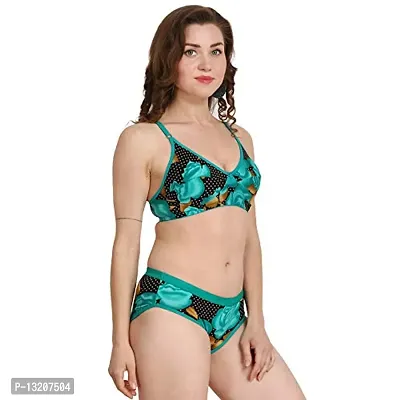 Fihana Comfortable Cotton Non Padded Women`s Bra and Panty Lingerie Innerwear Combo Set for Honeymoon Small to 3XL Green-thumb4