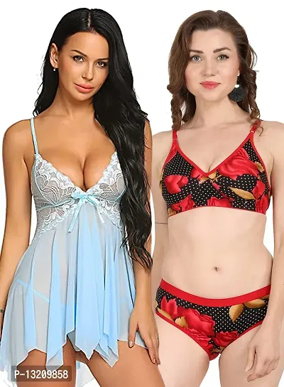 Fihana | babydoll nightwear lingerie with panty | lingerie nighty for women | bra panty set for women | short transparent nighty for women | net baby doll night dress | honeymoon dress for women