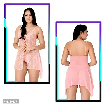 Fihana Spendex Soft Net Lace Women's Babydoll Honeymoon Lingerie Size Smalll to 2XL Fits Well for Plus Size. Pink-thumb5