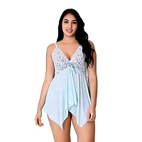 Fihana Women's Net Lace Above Knee Babydoll Lingerie Nightwear for Honeymoon, Fits Well for Small to 3XL-thumb1