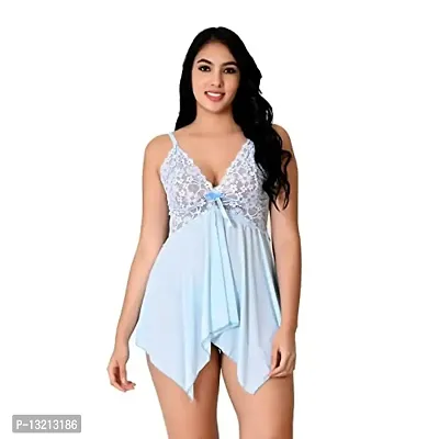 Fihana Women's Net Lace Above Knee Babydoll Lingerie Nightwear for Honeymoon, Fits Well for Small to 3XL-thumb2