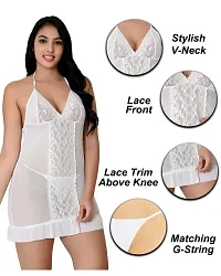 Fihana Womens V Neck Net Lace Babydoll Lingerie for Women, Sleepwear for Honeymoon, First Night, Anniversary Nightdress Small to 3XL-thumb2