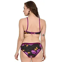 Fihana Comfortable Cotton Non Padded Women`s Bra and Panty Lingerie Innerwear Combo Set for Honeymoon Small to 3XL Purple-thumb1