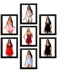Fihana, Women Spandex Net Above Knee Babydoll Lingerie, Honeymoon Nighty in Red, Pink, Black, Blue, White  Grey Color, S to 3XL-thumb4
