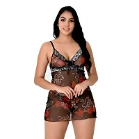 Fihana Womens V Neck Net Lace Babydoll Lingerie for Women, Sleepwear for Honeymoon, First Night, Anniversary Nightdress Small to 3XL-thumb1