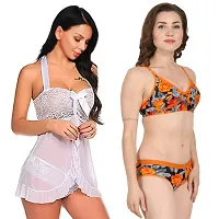 Fihana Women`s Babydoll Wedding Nightwear Lingerie Dress with Bra Panty Set Small to 3XL-thumb3