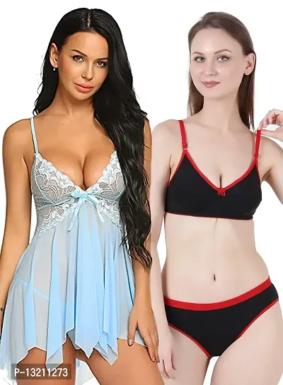 Buy Fihana, Babydoll Nightwear Lingerie With Panty