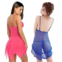 Fihana Net Lace Women Babydoll Lingerie Honeymoon Sleepwear Night Dress Small to 3XL-thumb2