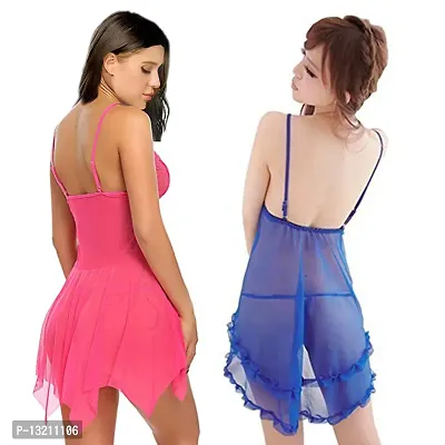 Fihana Net Lace Women Babydoll Lingerie Honeymoon Sleepwear Night Dress Small to 3XL-thumb3