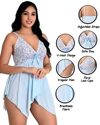 Fihana Women's Net Lace Above Knee Babydoll Lingerie Nightwear for Honeymoon, Fits Well for Small to 3XL-thumb2