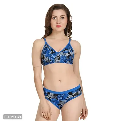 Buy CREATIVE POINT Cotton Blend Panty Lightly Padded Bras Set for Girls and  Women's  Floral Printed Women Lingerie Innerwear Underwear Set for  Everyday Use (Black) Size-34 Online In India At Discounted