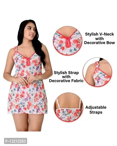 Fihana Multicolor Floral Above Knee Babydoll Lingerie Nighty for Women Honeymoon Night Small to 3XL-thumb3