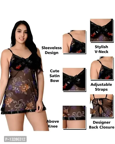 Fihana Babydoll Lingerie Set for Honeymoon Girl Women Nightwear Sleepwear Dress with Lace-thumb3