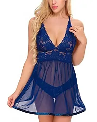 Fihana Babydoll Nightwear Lingerie with Matching G-String Panty, Nighty for Women, Baby Doll Night Dress for Honeymoon Small to 3XL-thumb1