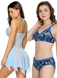 Fihana | babydoll nightwear lingerie with panty | lingerie nighty for women | bra panty set for women | short transparent nighty for women | net baby doll night dress | honeymoon dress for women-thumb3