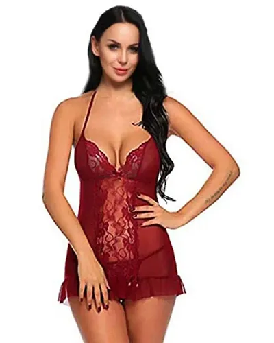 Fihana Women Babydoll Nightwear Dress for Honeymoon Vacations Small to 3XL