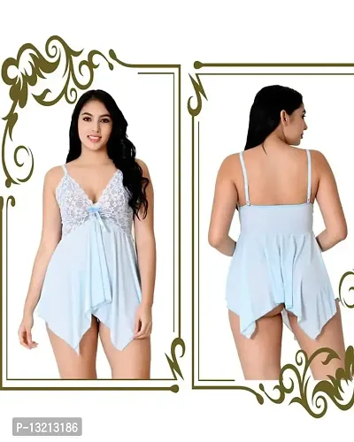 Fihana Women's Net Lace Above Knee Babydoll Lingerie Nightwear for Honeymoon, Fits Well for Small to 3XL-thumb4