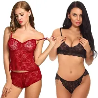 Fihana lingerie baby doll women | women lingerie for honeymoon | bra and panties set for women | lingerie set for girls fancy latest new | Combo set 2.-thumb3