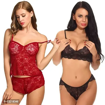 Fihana lingerie baby doll women | women lingerie for honeymoon | bra and panties set for women | lingerie set for girls fancy latest new | Combo set 2.-thumb4