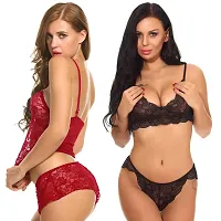 Fihana lingerie baby doll women | women lingerie for honeymoon | bra and panties set for women | lingerie set for girls fancy latest new | Combo set 2.-thumb4