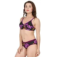 Fihana Comfortable Cotton Non Padded Women`s Bra and Panty Lingerie Innerwear Combo Set for Honeymoon Small to 3XL Purple-thumb2