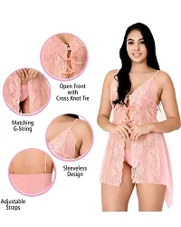 Fihana Spandex Lace Net Women Babydoll Lingerie for Women V Neck Nightgown Mesh Chemise Boudoir Nighty Honeymoon/First Night/Anniversary Bridal Night Dress.-thumb2