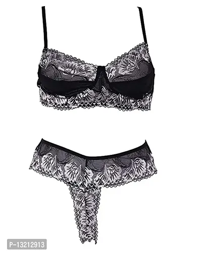 Fihana Multicolor Bra Panty Set for Women Lingerie Set for Women for Honeymoon Net Lingerie Set Small to 3XL-thumb3