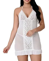 Fihana Womens V Neck Net Lace Babydoll Lingerie for Women, Sleepwear for Honeymoon, First Night, Anniversary Nightdress Small to 3XL-thumb1