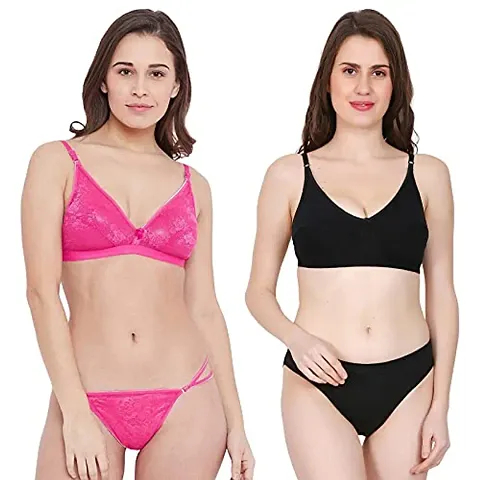 Fihana Cotton & Net Printed Women Designer Bra and Panty Combo for Daily Purpose, Women Cotton Lingerie, Girls Innerwear Set