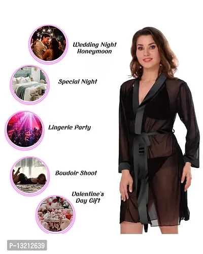 Roli Poli Women's Babydoll Multicolor Net Honeymoon Lingerie Nightwear Midi Small to 3XL-thumb4