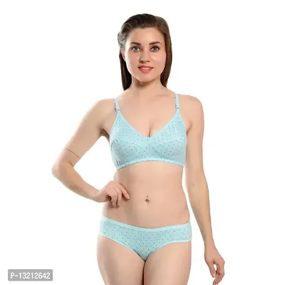 Roli Poli | Bra Panty Set for Women | Sexy Lingerie Set for Women | Undergarments for Women Bra Panty | Innerwear for Women | Non Padded Bra for Women | Cotton Bra Panty for Women Daily use | Blue