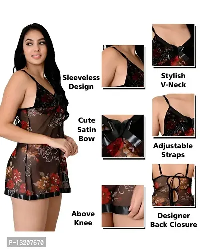 Fihana Babydoll Lingerie Set for Honeymoon Girl Women Nightwear Sleepwear Dress with Lace-thumb3