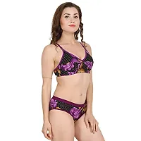 Fihana Comfortable Cotton Non Padded Women`s Bra and Panty Lingerie Innerwear Combo Set for Honeymoon Small to 3XL Purple-thumb3