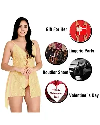 Fihana Spandex Lace Net Women Babydoll Lingerie for Women V Neck Nightgown Mesh Chemise Boudoir Nighty Honeymoon/First Night/Anniversary Bridal Night Dress.-thumb3