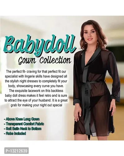 Roli Poli Women's Babydoll Multicolor Net Honeymoon Lingerie Nightwear Midi Small to 3XL-thumb5