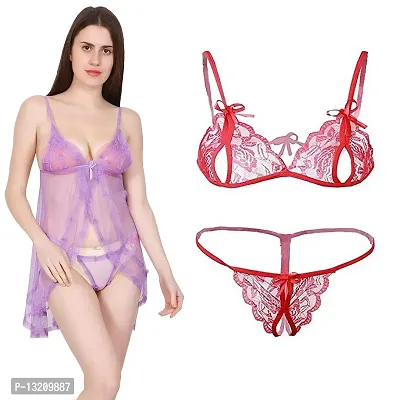 Fihana babydolls lingerie for honeymoon/Honeymoon Babydoll Dress/Women's Babydoll Nightwear/Babydoll Lace Sleepwear-thumb0