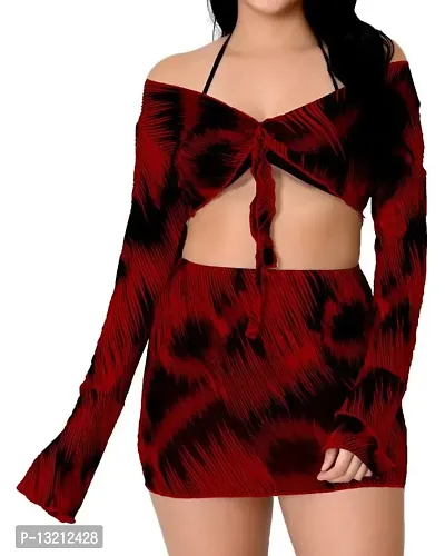 Fihana Net Mesh Babydoll Top Skirt with Bikini Set | Animal Print Chemise | Women Honeymoon Nightwear | Short Transparent Nighty | Baby Doll Lingerie | Stylish Western Dress for Ladies  Girls-thumb2