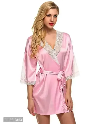 Roli Poli Womens lace Satin Kimono Robe Babydoll Lingerie Mesh Nightgown Bridal Anniversary Nightwear Small to 3XL