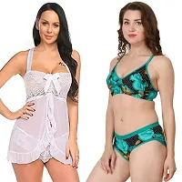 Fihana Women`s Babydoll Wedding Nightwear Lingerie Dress with Bra Panty Set Small to 3XL-thumb4