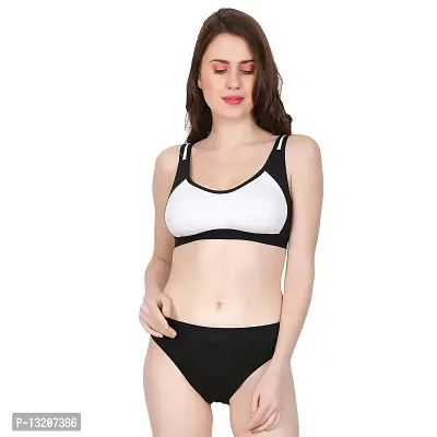 Fihana Cotton Non Padded Sports Bra Panty Set for Women|Lingerie Set(3005N)-thumb0