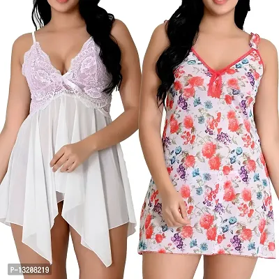 Fihana Net Lace Women Babydoll Lingerie Honeymoon Sleepwear Night Dress Small to 3XL-thumb2