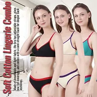 Fihana Womens Multicolor Cotton Bra Panty Babydoll Lingerie Set for Honeymoon Bikini Comfortable Set Small to 3XL-thumb4