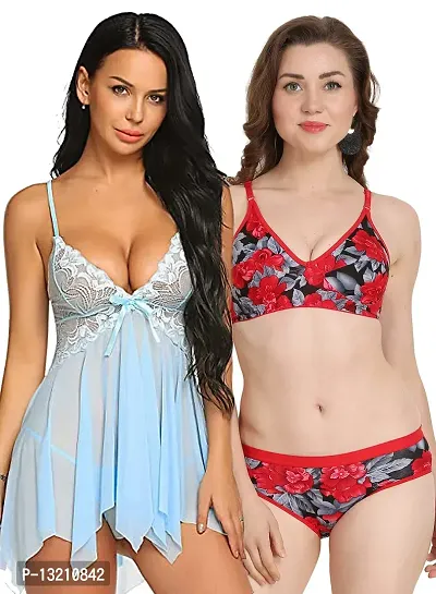 Fihana | babydoll nightwear lingerie with panty | lingerie nighty for women | bra panty set for women | short transparent nighty for women | net baby doll night dress | honeymoon dress for women